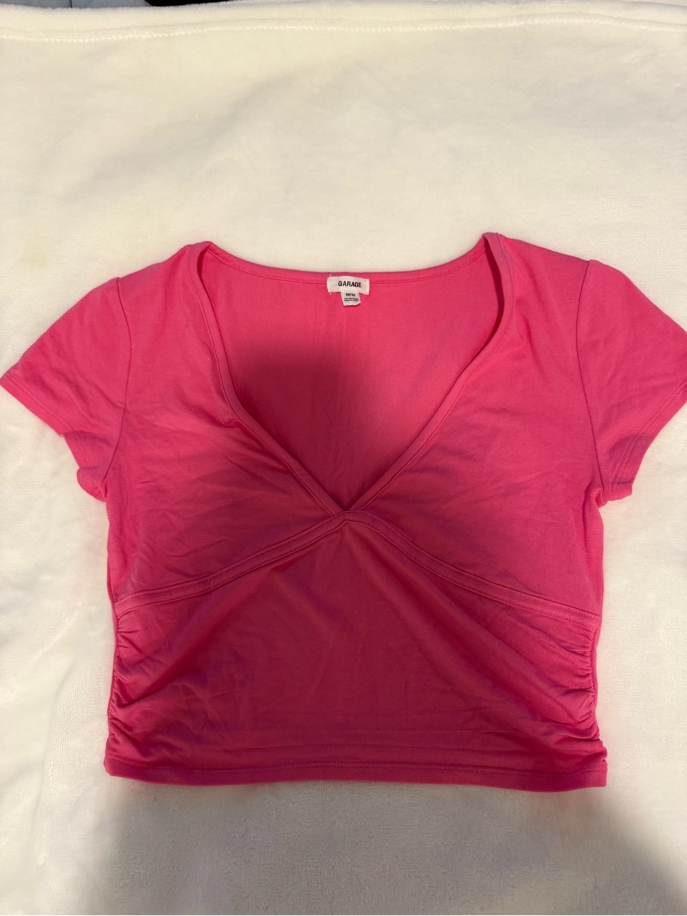 Garage Pink Short Sleeve Crop Top
